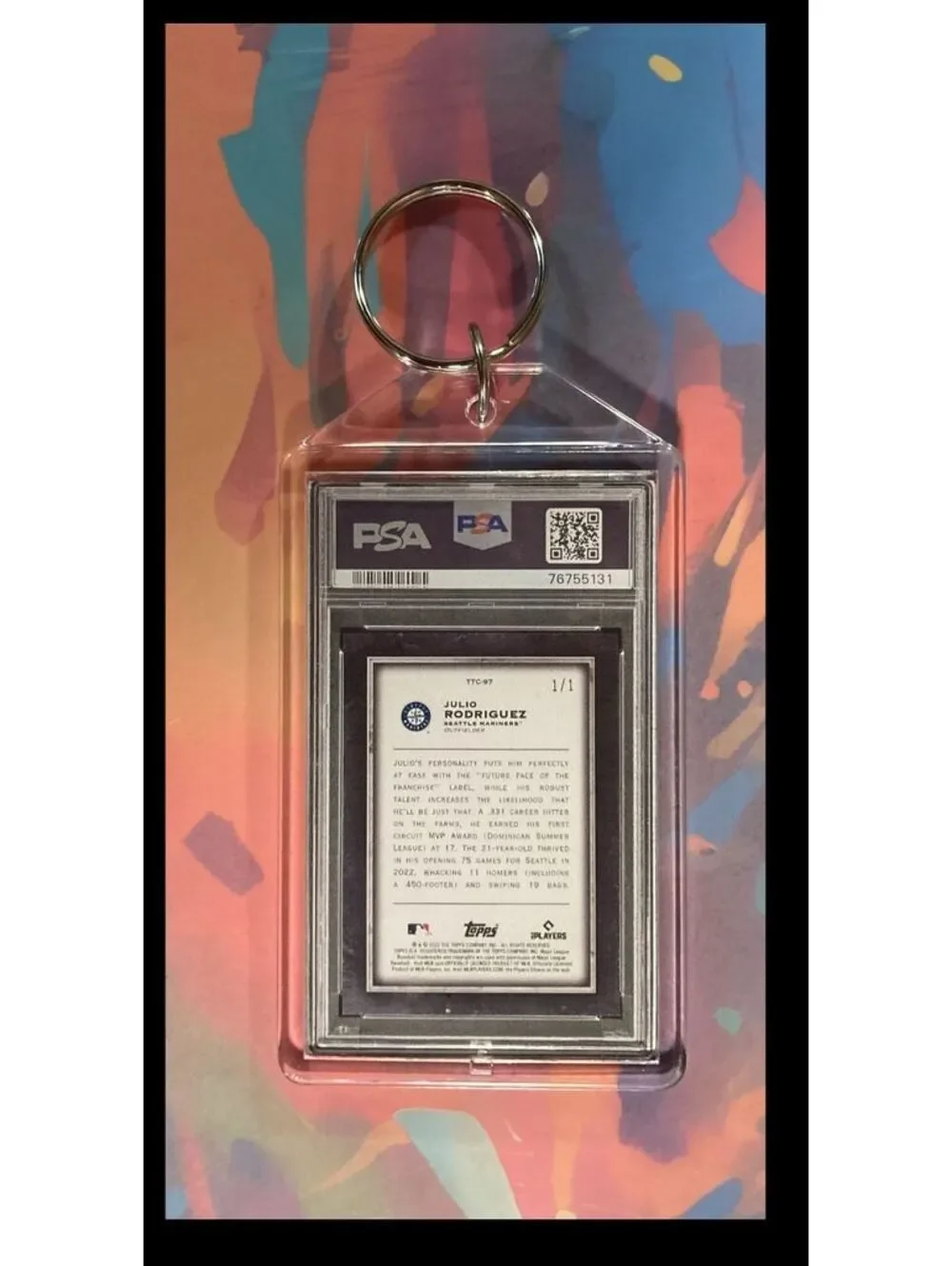 3057 Julio Rodriguez 2022 Topps Transcendent Coll SuperFractor Keychain